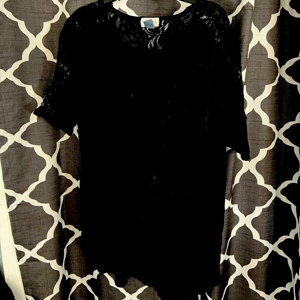 Black with lace top short sleeve top